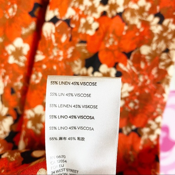 NEW Free People Orange Floral Pattern Play Linen Mini Dress L - Picture 14 of 15